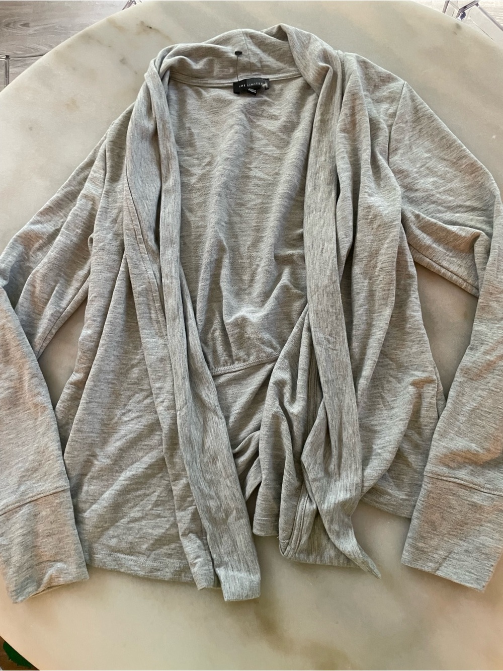 The Limited Light Gray Open-Front Draped Cardigan size M